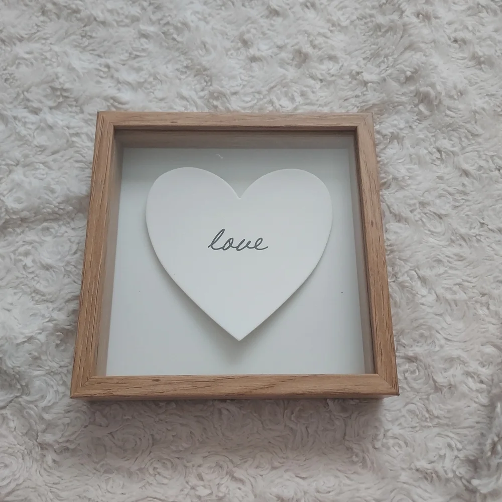 Heart-Shaped Love Wall Art with Wooden Frame Decor Home